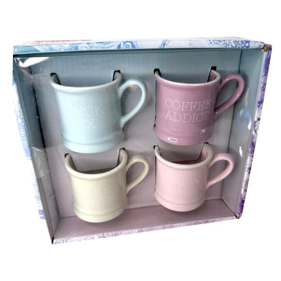 Frankie Grey MINI MUG SET (4) Demitasse Espresso Shot Glasses Ceramic Multicolor - Picture 10 of 11